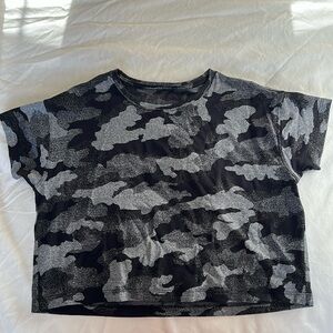 Lululemon Cates Training Tee 4 Heritage Speckle Camo Jacquard Black
